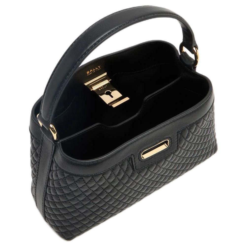 Bally Lock Me Mini Handbag Women handbags Black Gold 6313798