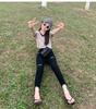 2024 Summer Black High Waist Ripped Skinny Jeans for Women