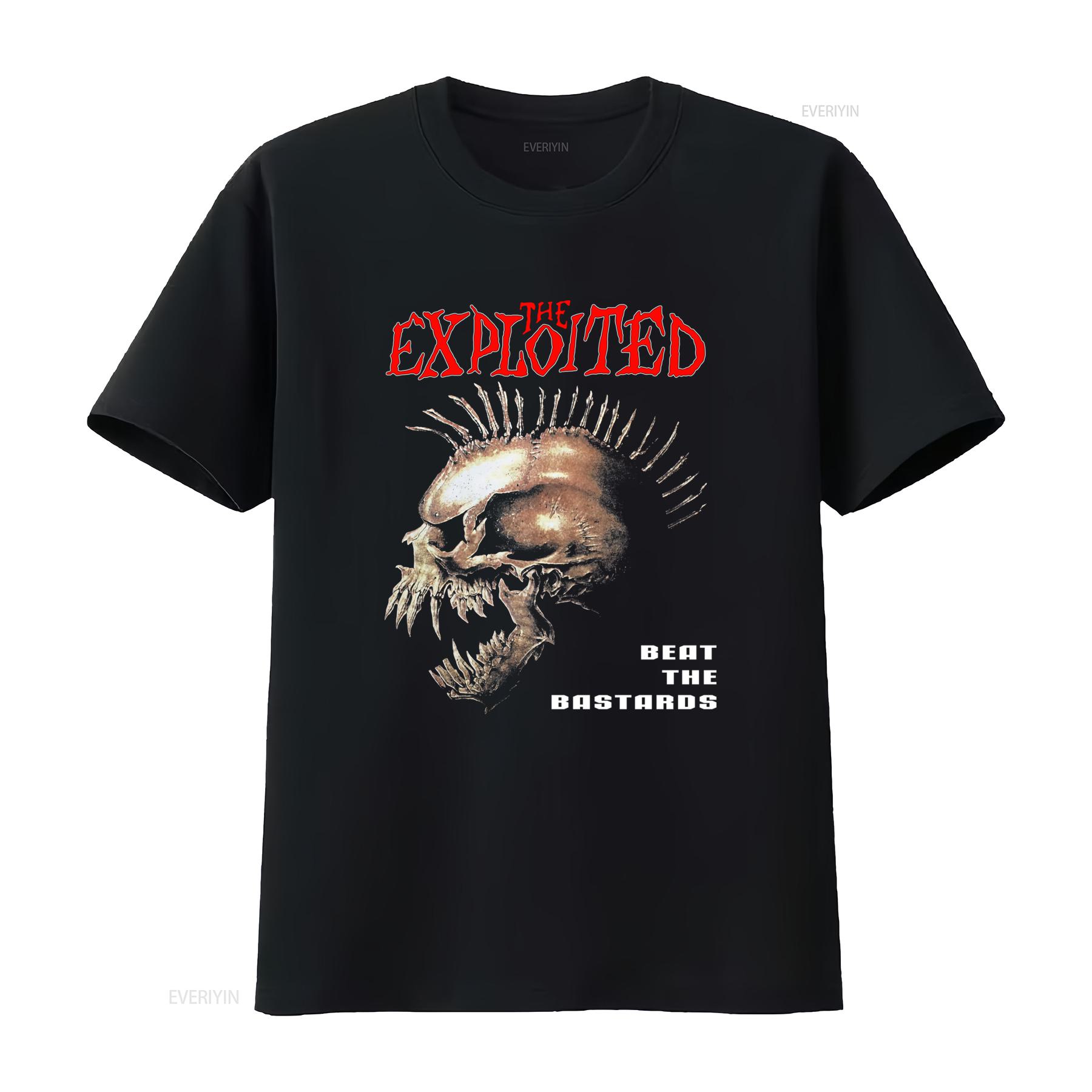 

The Exploited Beat Bastards Skull Spikes Punk Rock Album Men T Shirt Black All Sizes vintage Washed graphic designer clothes 4XL