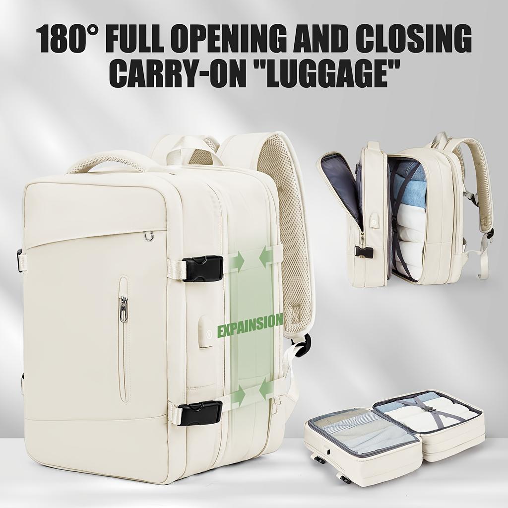 Expandable Large Capacity Travel Backpack for Women Men, 15.6 Inch Laptop Carry On Backpack, Water Resistant Weekender Bag Fits