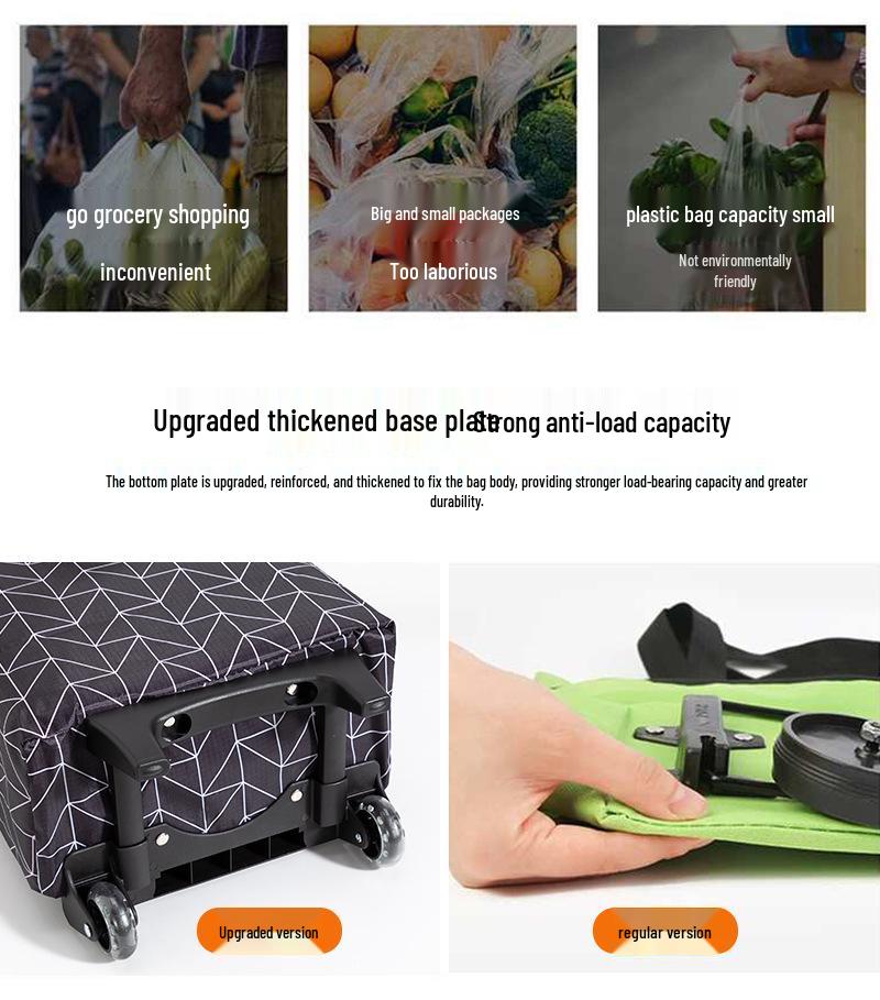 Foldable Shopping Cart Waterproof Trolley for Home Use and Outdoor Trips