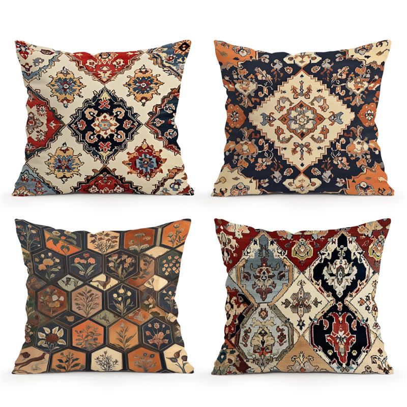 Home Decor Exquisite Ethnic Pattern Digital Print Pillow Covers Pattern Cushion Cover Suitable For Sofa Bedroom Car Pillow