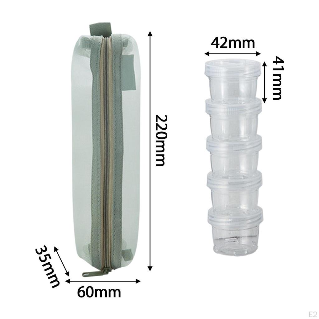 5 Pezzi Scatola Spezie da Campeggio Porta Impilabile 40ml Contenitore Impermeabile per Esterno