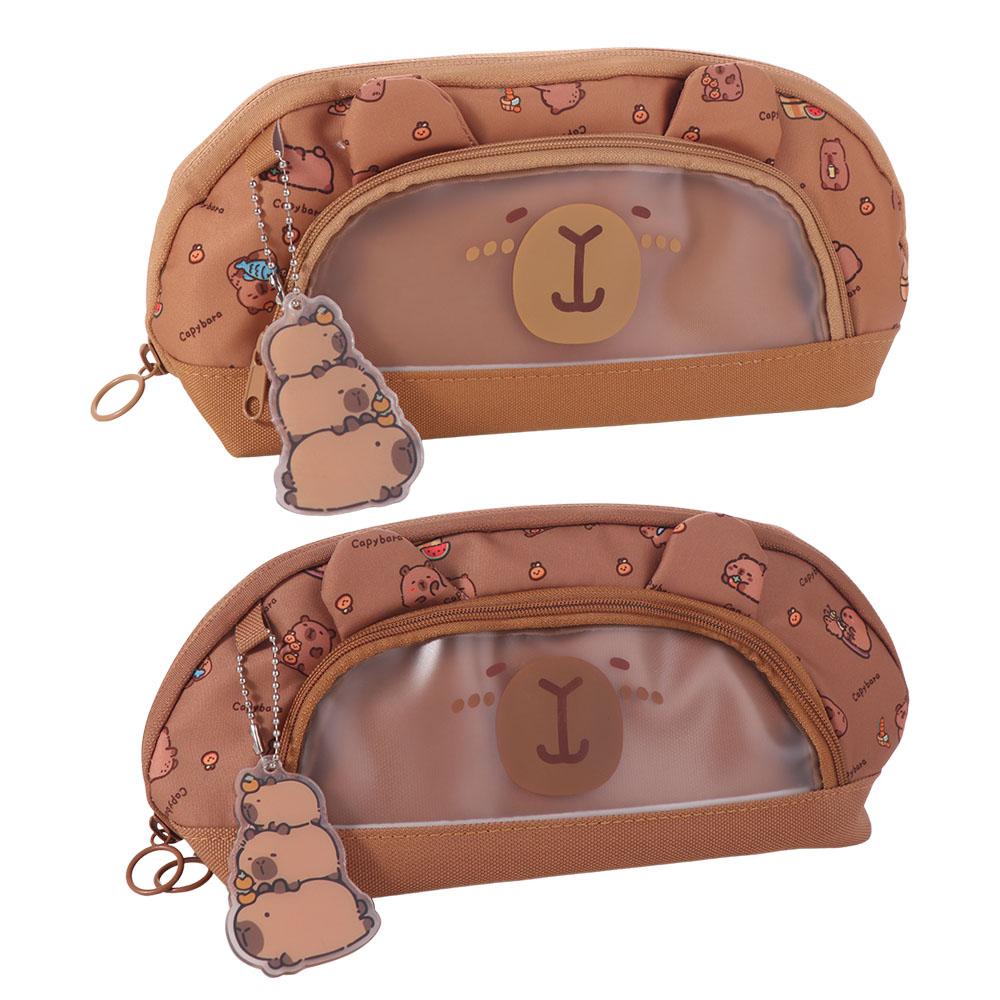 Kawaii Animal Capybara Pencil Case Large Capacity Multi Layer Pencil Pouch  Study Supplies