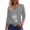 Women's T Shirt Tee Print Button  3/4 SleeveDaily Weekend Fashion Basic V- Neck Regular Top