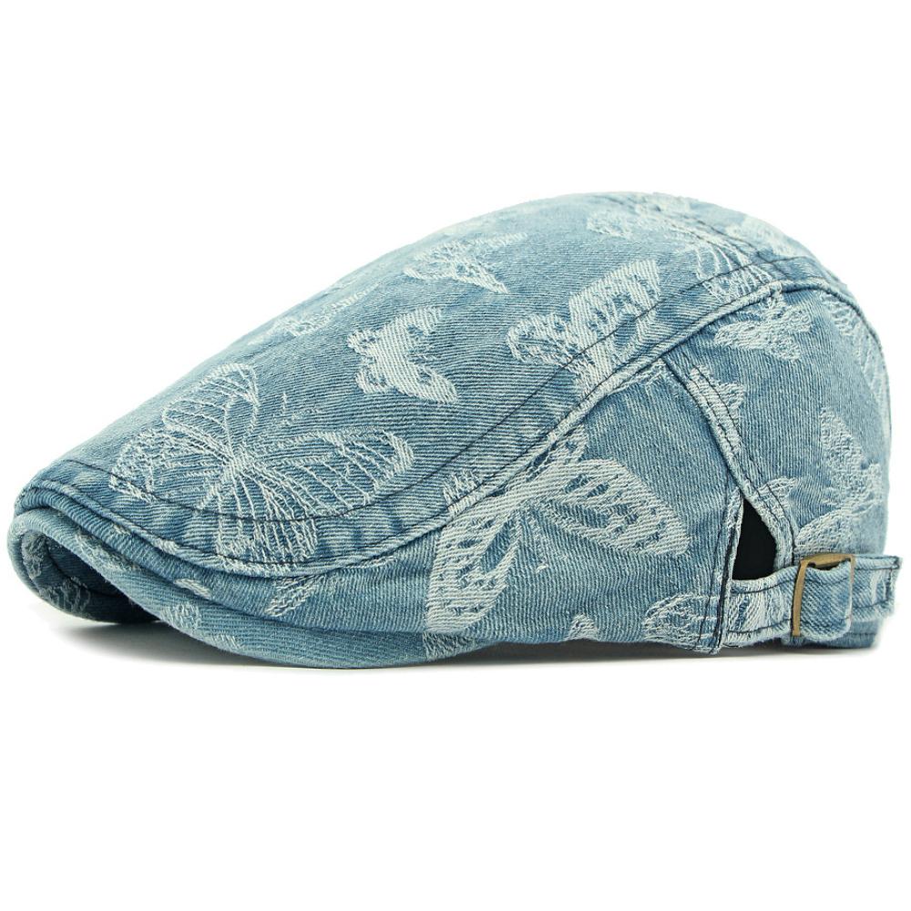 HT4802 Beret Cap Men Women Spring Summer Autumn Denim Hat Vintage Artist Painter Beret Hat Male Female Ivy Flat Cap Mens Berets