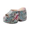 Krazing Pot Mules Polyurethane Spring Summer Size 43 Size 42 Summer Prints Skin Women Platform Women Peep Toe Slip On Sandals
