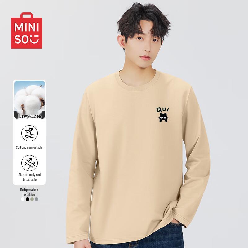 MINISO Men s Cotton Long-Sleeve Cat Print T-Shirt M
