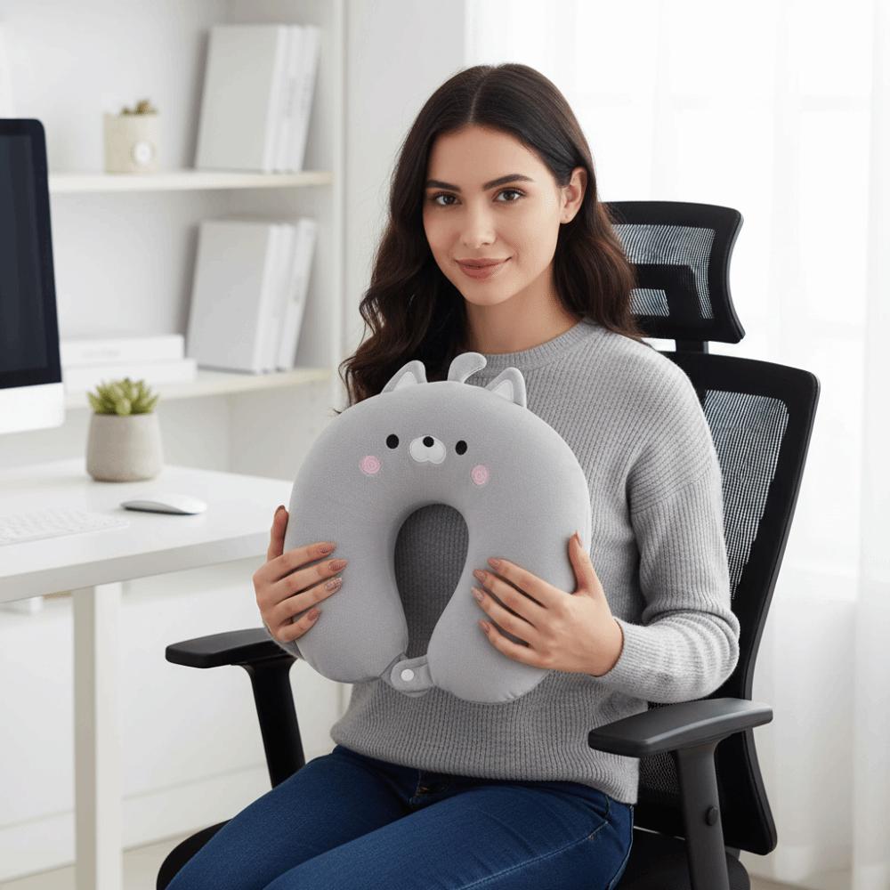 Cartoon Deformable Cat U-shaped Pillow Skin-friendly Foam Particle Travel Pillow 2 in 1 Soft Nap Pillow Business Trip