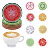 8pcs Home Kitchen DIY Fruit Pattern Diamond Painting Coasters Anti-Slip Wood Drip Mat Crystal Rhinestones Diamond Art Coasters