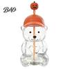 20oz Glass Tumbler 600ML Bear with Lid & Straw, Borosilicate Drinking Heat Resistant Cup for Iced Coffee, Boba Tea, Milk, Gift Women Girls Juice