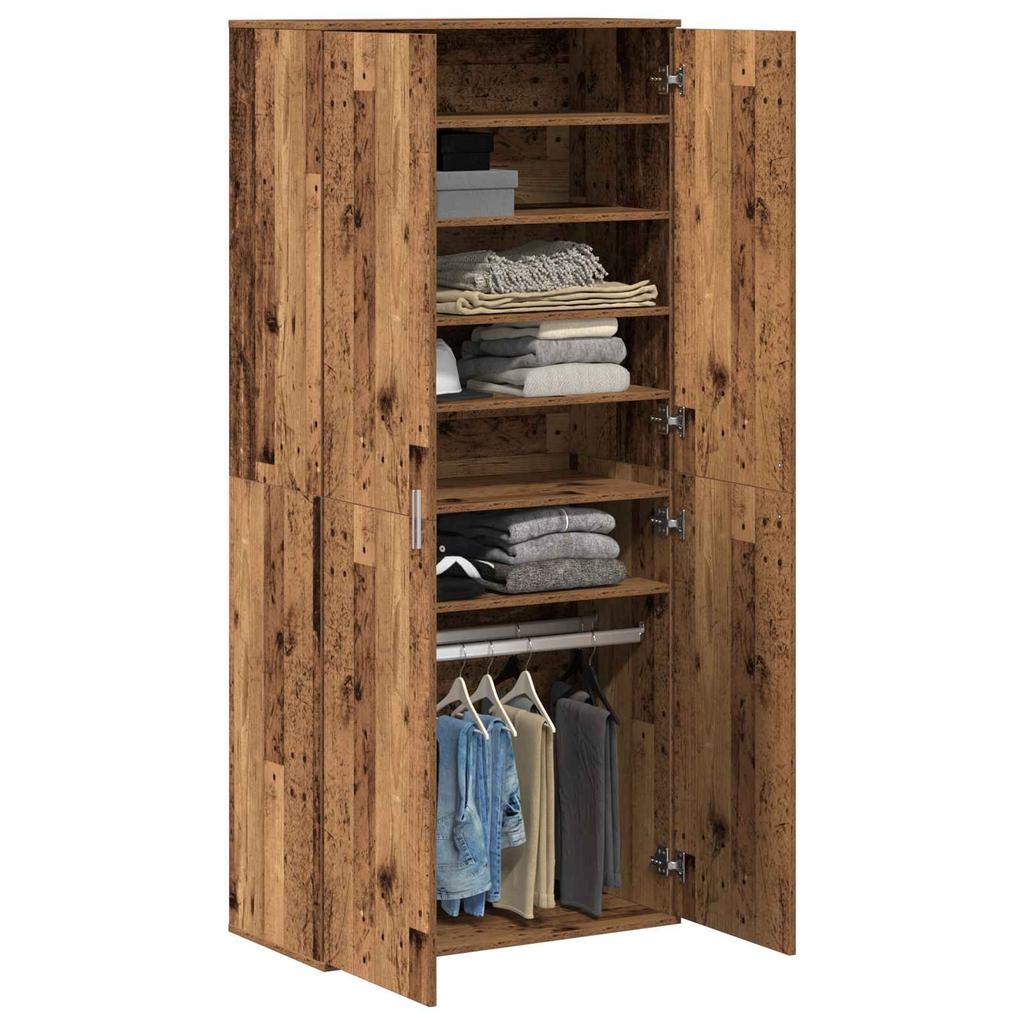 High Cabinet with Shelf Rustic Wood Look 80 x 39 x 178 cm Engineered Wood