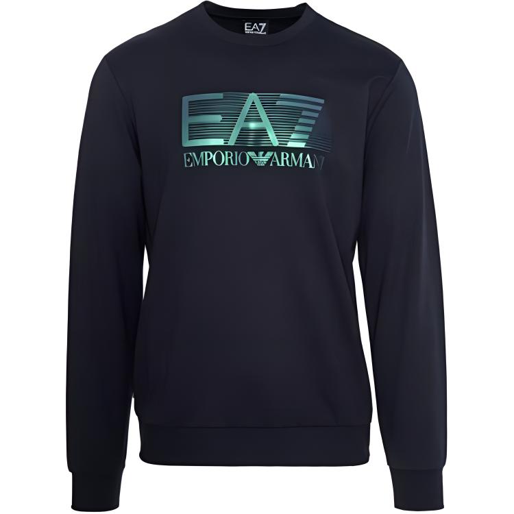 Emporio Armani Ss22 Ea7 Series Letter Logo Print Crew Neck Long Sleeve Sweatshirt Men sweatshirt Navy-Blue 6LPM60-PJ05Z-1578 L