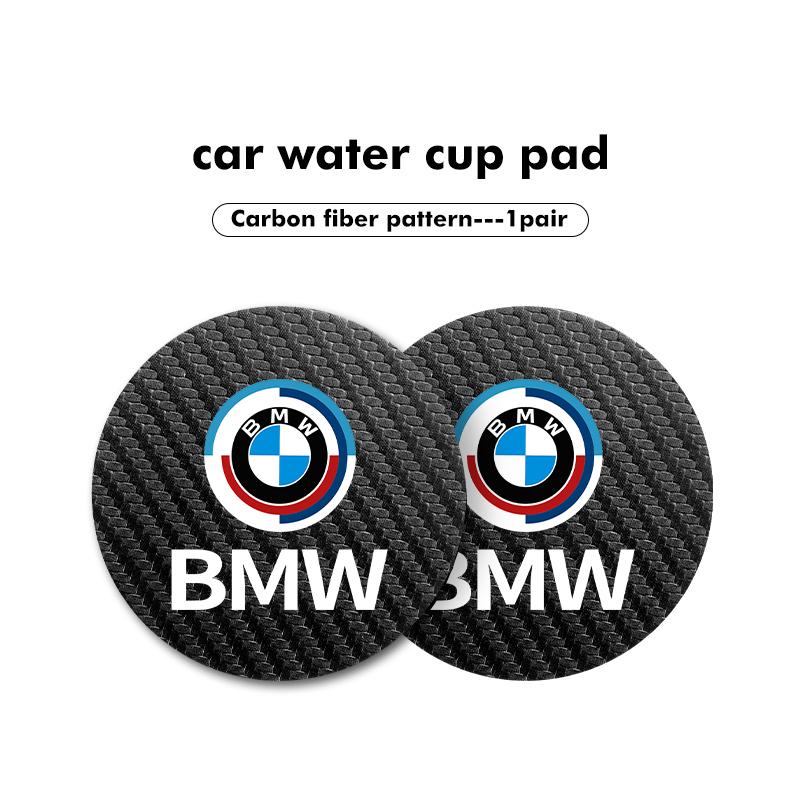HMAO6 2pcs Car Water Cup Mats Carbon Fiber Coaster Non-Slip Pad For BMW Performance E91 X5 E70 F11 E30 F31 X3 F25 F32 x7