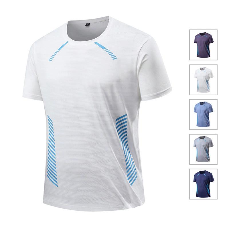 Hurtigtørkende sportst-skjorte i issilke for menn, løping og fitness, løse og avslappede sommerklær, t-skjorte med korte ermer