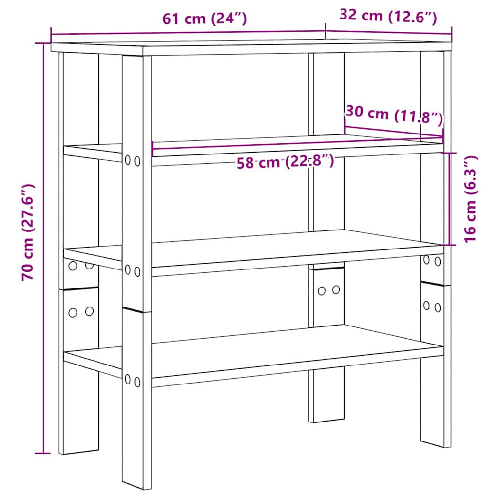 Shoe Rack Concrete Grey 61 X 32 X 70 Cm Engineered Wood