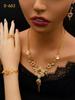 Elegant Arabic Wedding Tassel Necklace Set - 24K Gold-Plated Jewelry, Four-Piece Collection