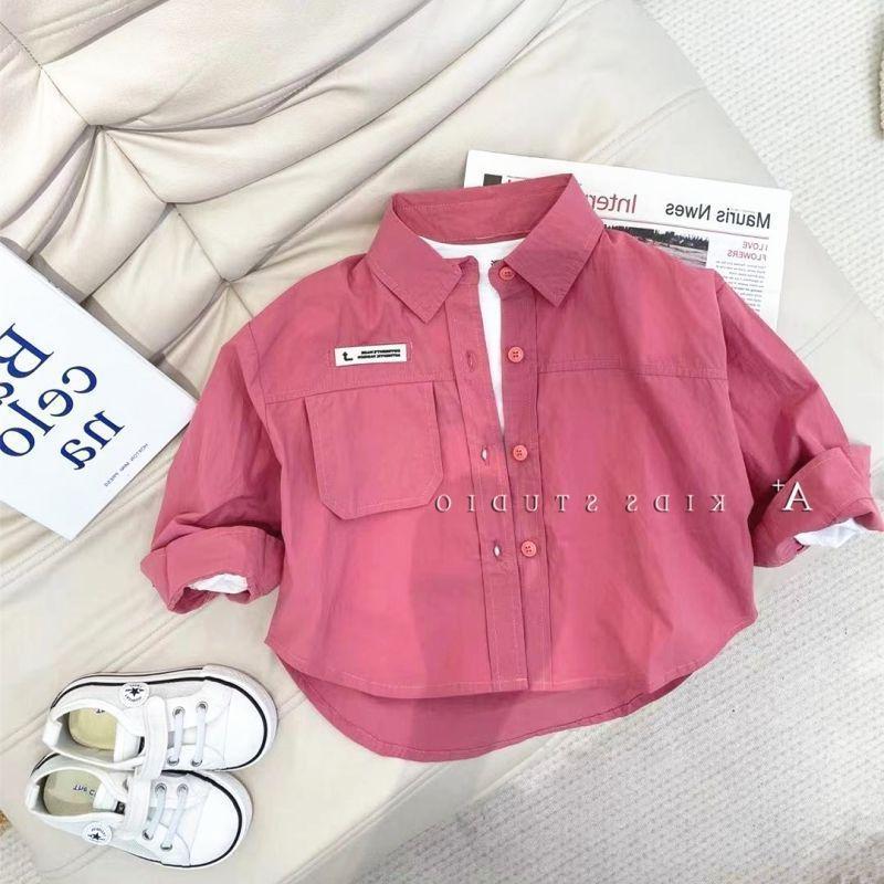 New Children's Workwear-Style Long-Sleeved Shirt - Korean Fashion for Boys and Girls, Perfect for Spring and Autumn