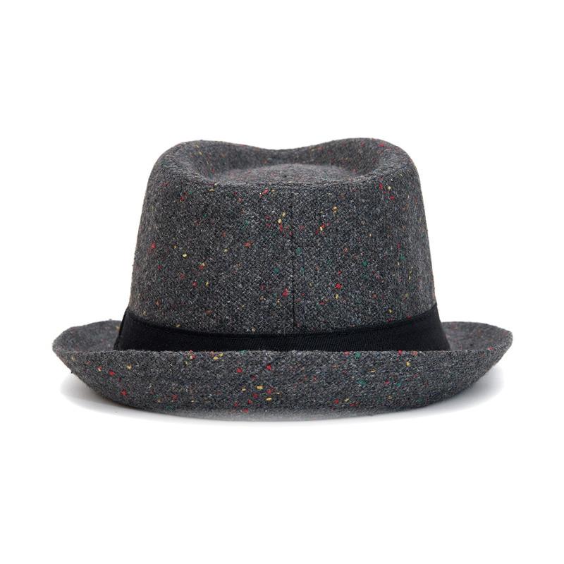 Vintage Tweed Fedora Hat for Men Warm Winter Jazz Cap British Style