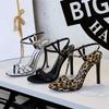 Sexy European Style High Heels Women's T-Strap Platform Sandals Leopard Print Open Toe Party Shoes