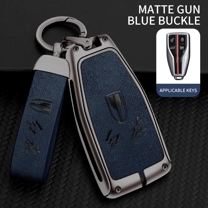 Zinklegierung Auto Schlüsselabdeckung Hülle Halter Schutzhülle für Hongqi HS5 HS7 HS E HS9 Logo Schlüsselanhänger Tasche Set Innenzubehör