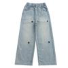 Spring Autumn Girls Jeans Embroidery Star Loose Pants Teen Girls Stylish Denim Wide Leg Pant