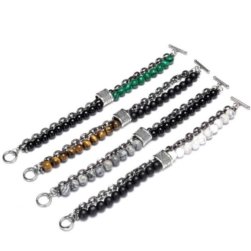Mei Hot Sale Men's Bracelet, Beaded Chain, Double Layer Bracelet Men's Bracelet