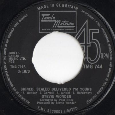 7-Zoll-Schallplatte STEVIE WONDER - Signed, Sealed Delivered I'm Yours TMG744 Tamla Motown 1970 UK Soul/Funk Gebraucht