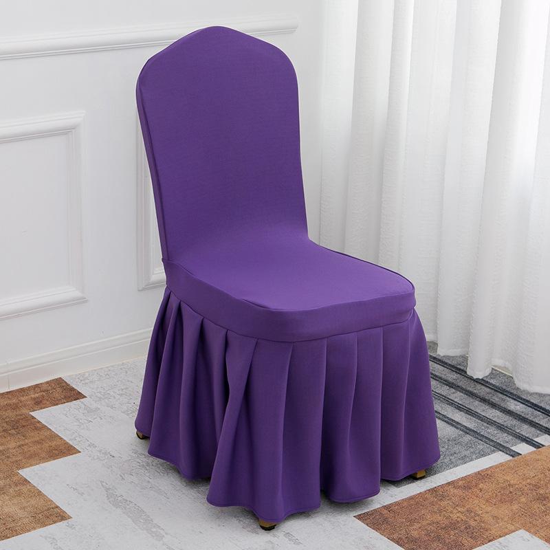 Solid Color Thick and Highly Elastic Stretch Chair Cover Wedding Pleated Skirt Style Chair Covers Suitable for Hotel Party and Banquet Decoration