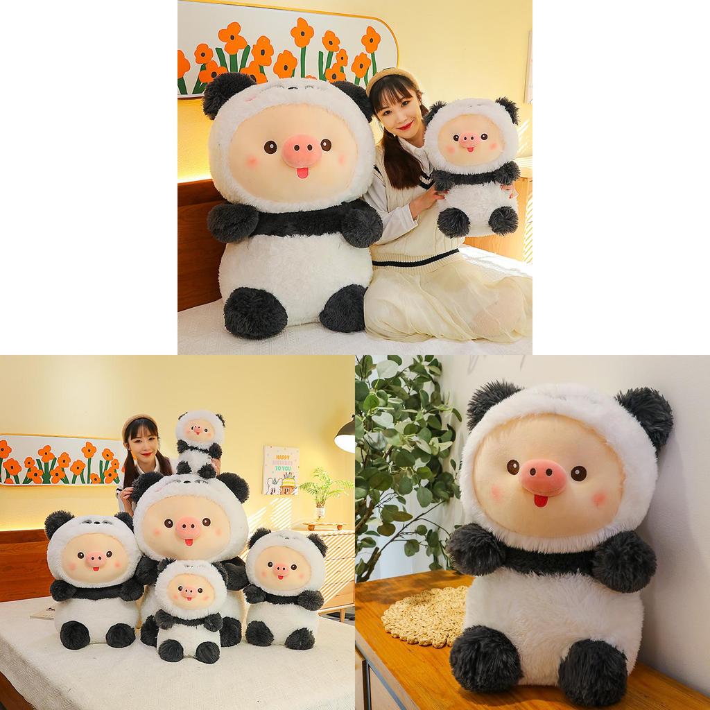 Pig Turned Panda Plush Toy With Short Plush Filling For Kids Sleep Pillow And Home Decor