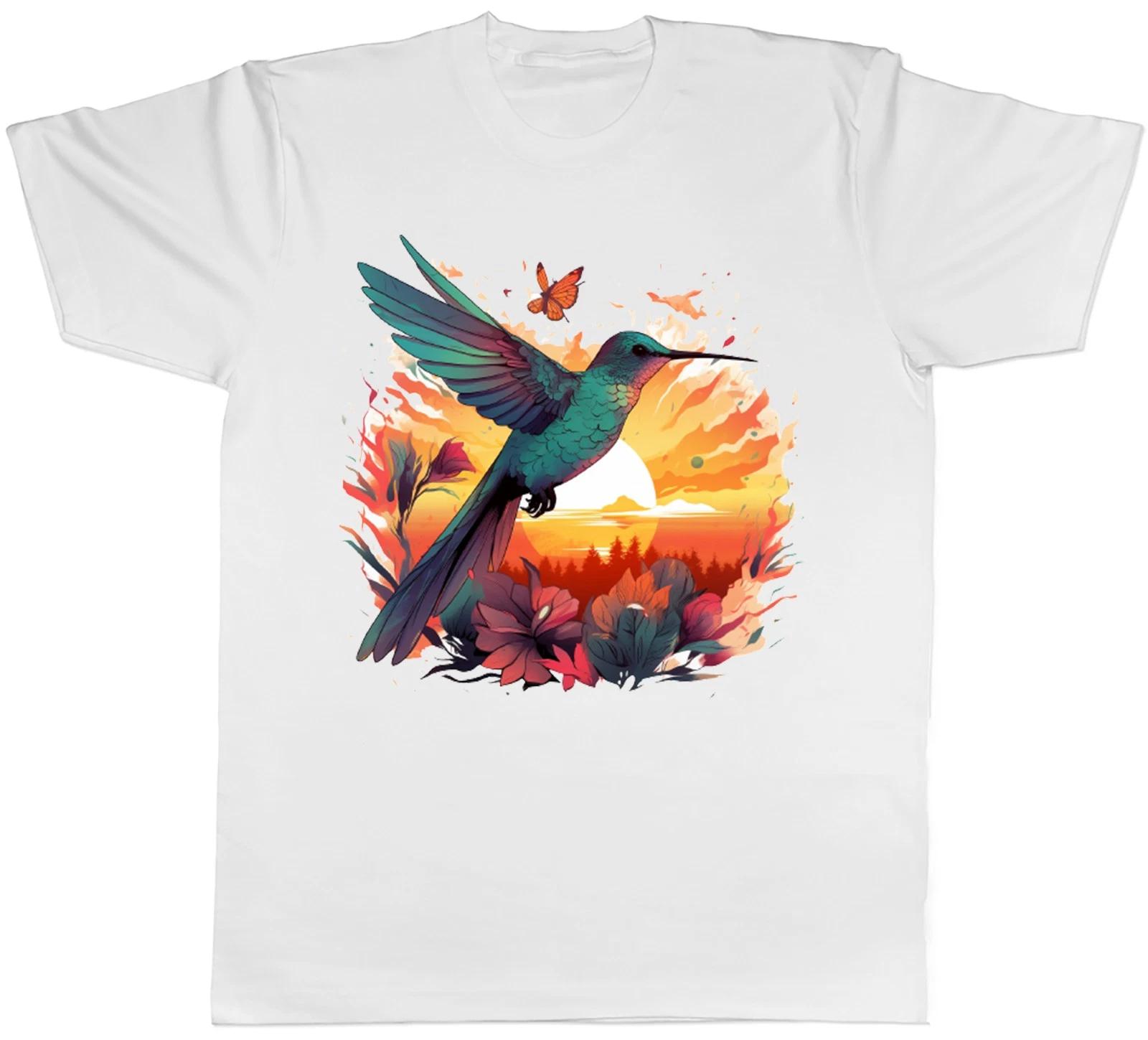 Colourful Hummingbird Mens T-Shirt Flying Sunset Birds Wildlife Tee Gift XXXL