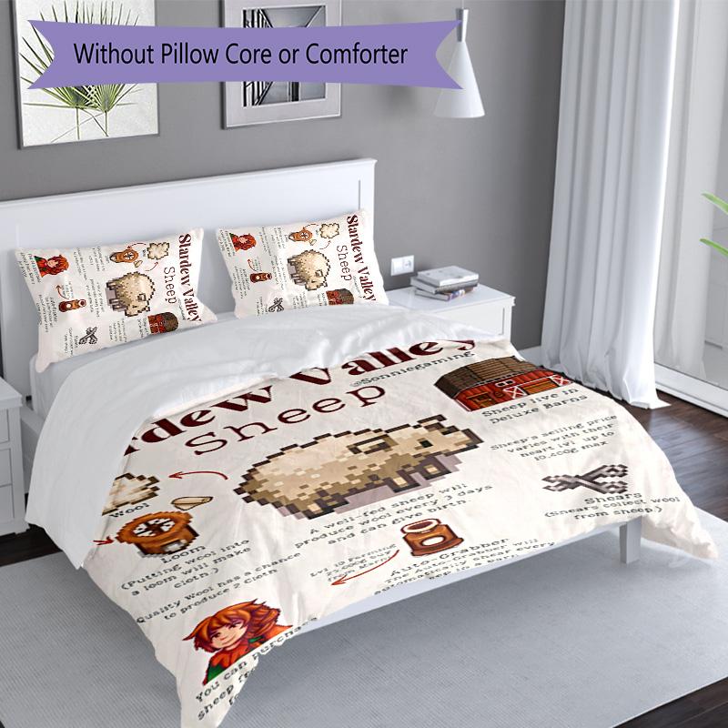 3pcs game Stardew Valley pattern bedding set duvet cover set includes duvet cover &pillowcases, perfect all season bedroom decoration & gift