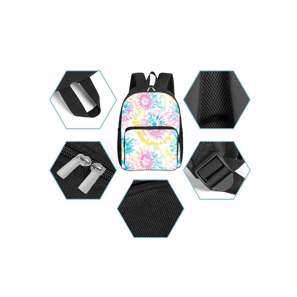 Tie-dye Print Square Front Pocket Backpack Large Capacity for Boy/Girls Best Gift 2D  Cartoon Children's School Bag