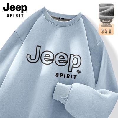 JEEP SPIRIT Men's Fleece Lined Round Neck Pullover Sweatshirt
