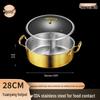 FATTBAO 304 Stainless Steel Hammered Hot Pot with Glass Lid