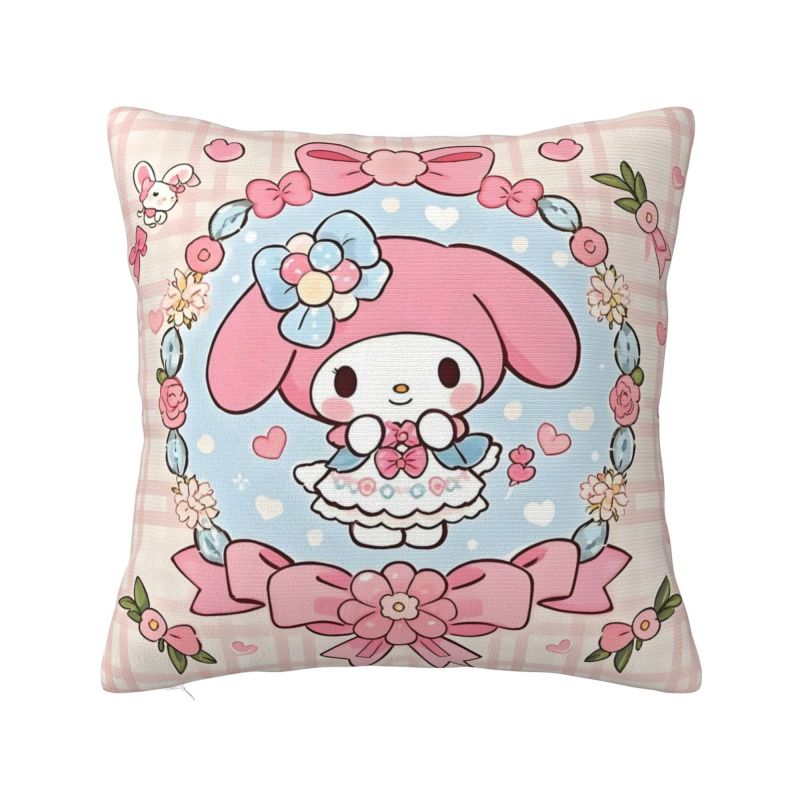 Custom Luxury Sanrio My Melody Anime Cushion Cover for Sofa Polyester Cartoon Cute Throw Pillow Case Bedroom Decoration