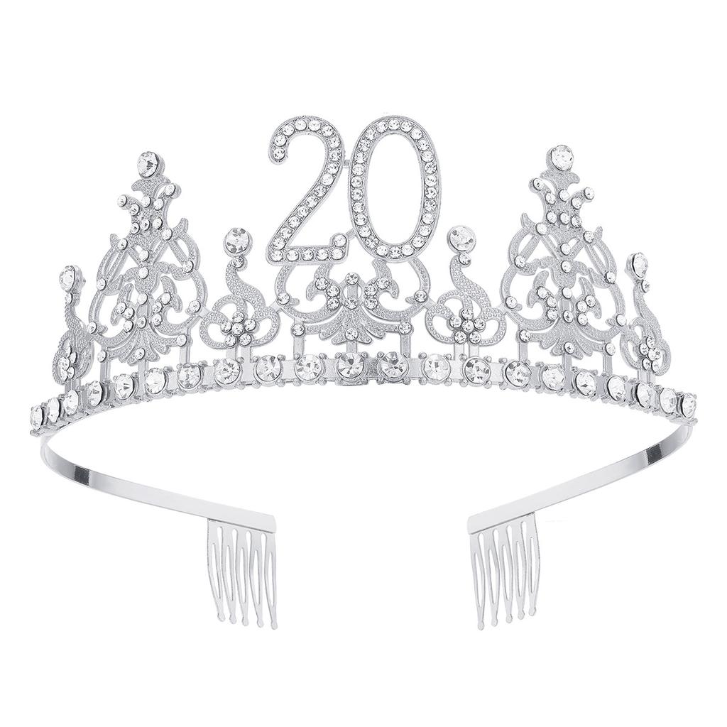 Fashion Alloy Digital Crown With Diamond Tiara 18Th Birthday Party Pearl Alloy Headband