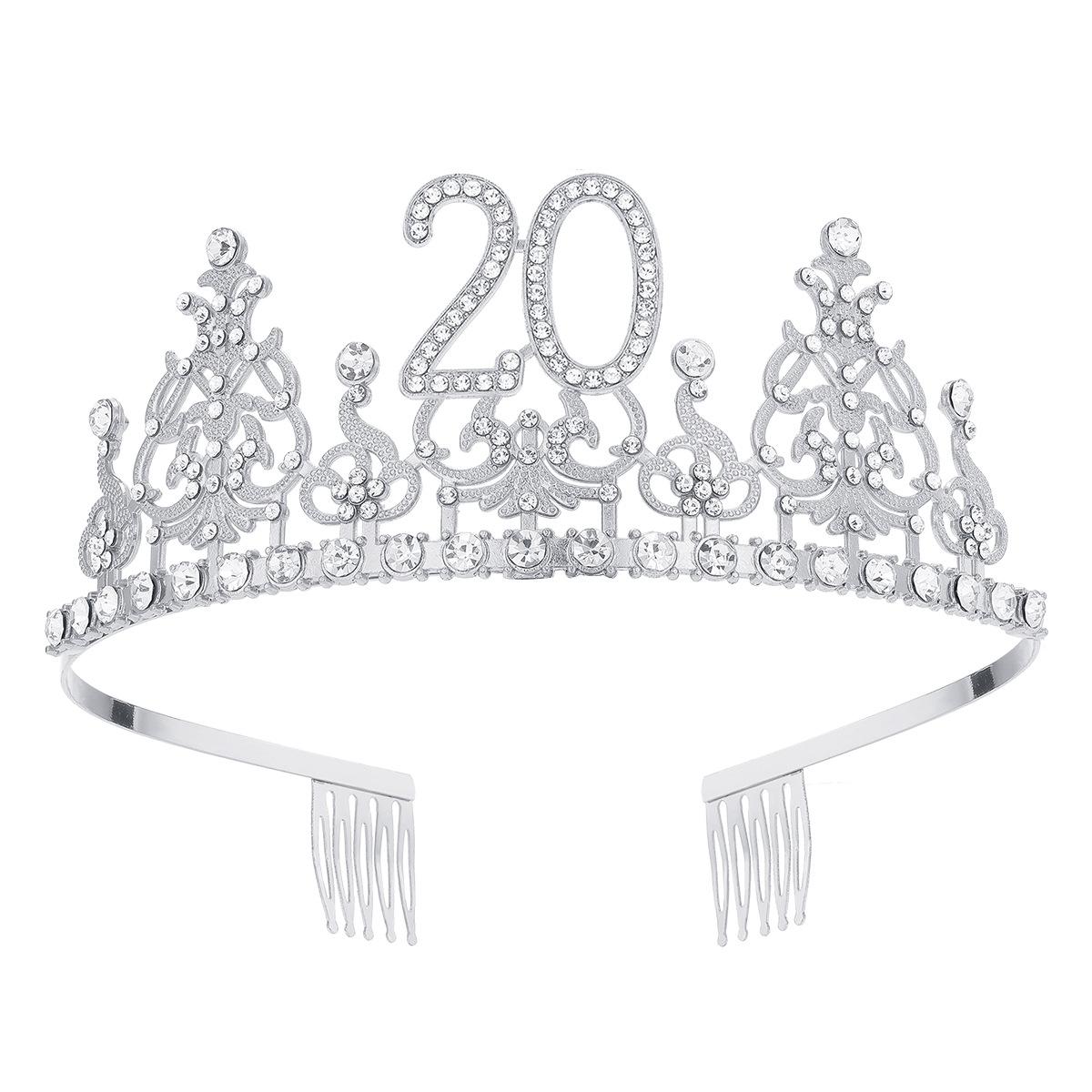 

Модная цифровая корона из сплава с бриллиантовой тиарой на 18-летие вечеринки по случаю дня рождения из жемчужного сплава