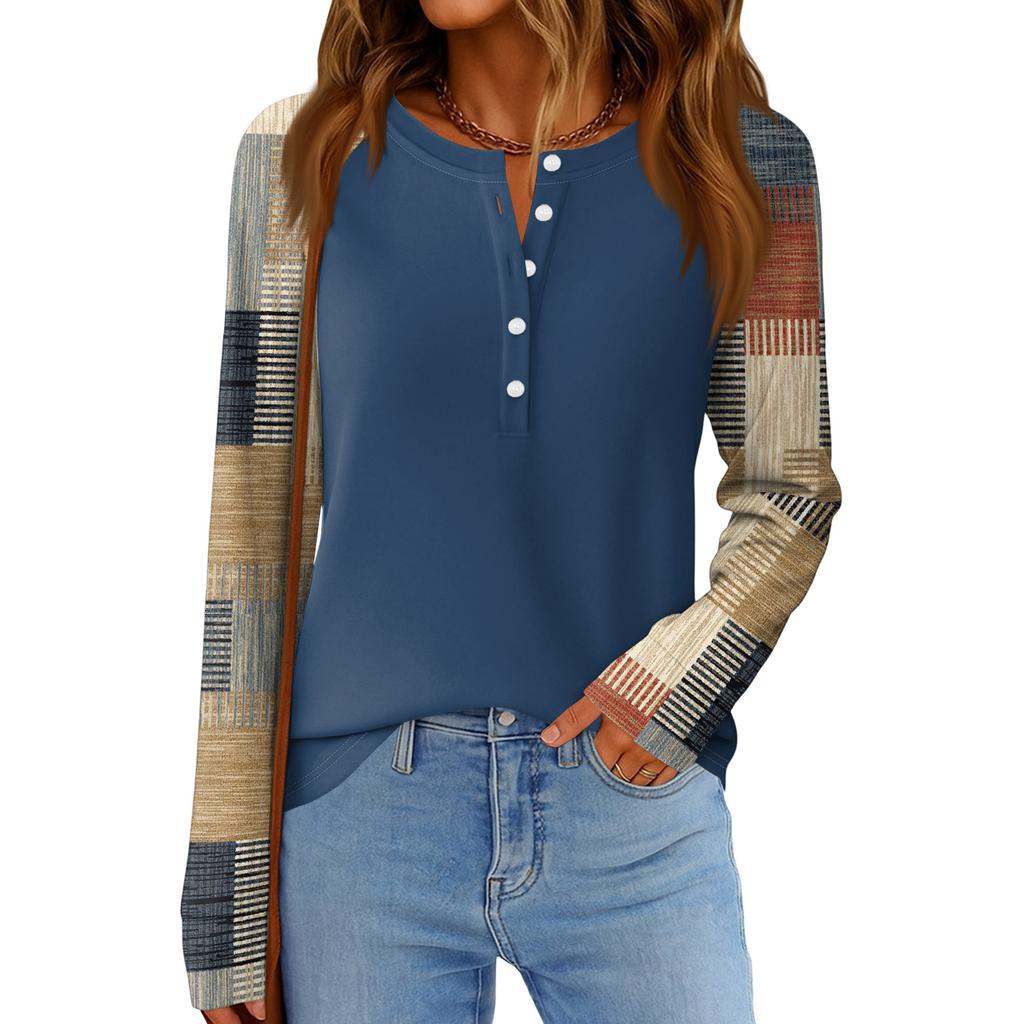 Women's Fashion  Loose Long Sleeve Round Neck Casual Top