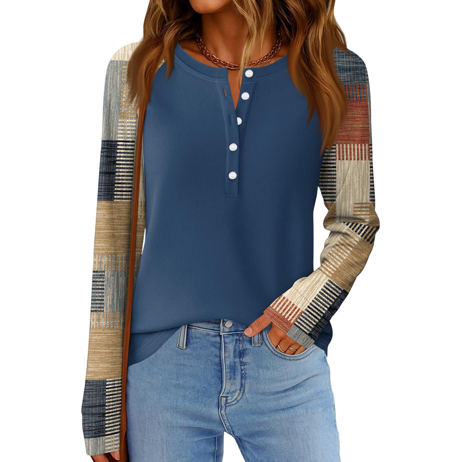 

Women s Fashion Loose Long Sleeve Round Neck Casual Top L хакі