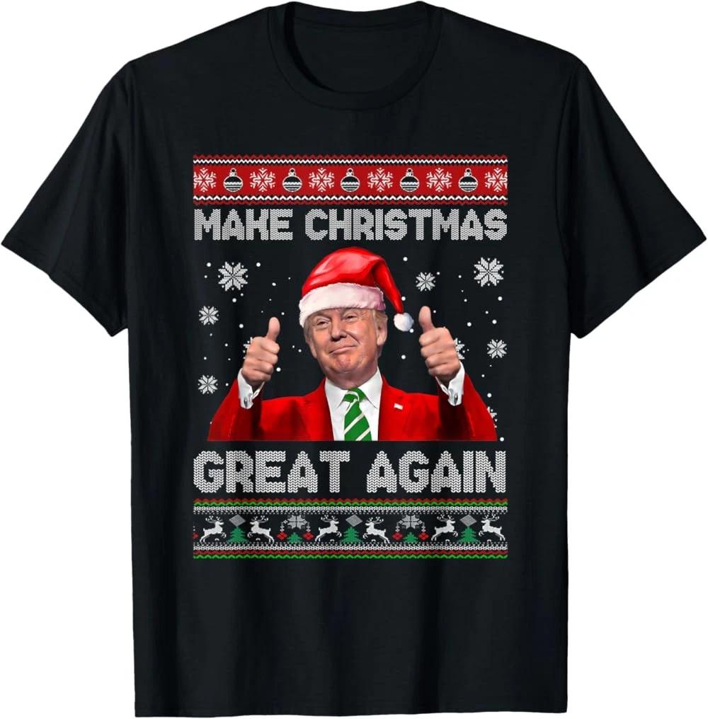 Сделайте Рождество снова великим Xmas Смешные пижамы Трампа Уродливая футболка L