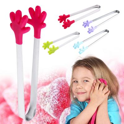 Small Palm Stainless Steel Silicone Sugar Tong Food Clip Clamp Home Kitchen Tool