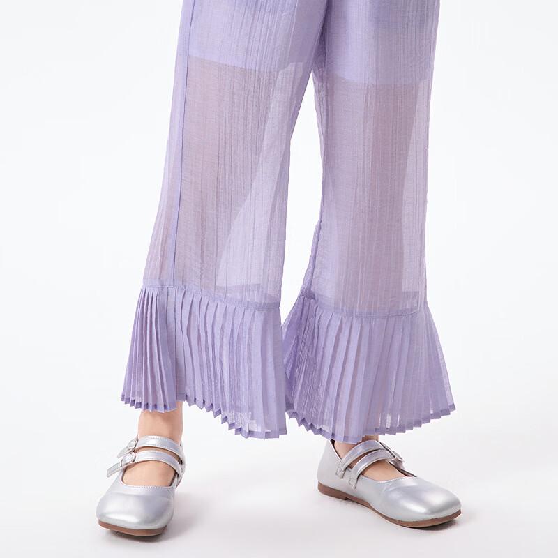 Girls  Pleated Ruffled Wide-Leg Summer Pants 130