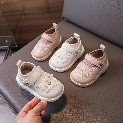 Spring and Autumn New Embroidered Children's Single Shoes Soft Sole Children's Princess Style French Versatile Small Leather Shoes