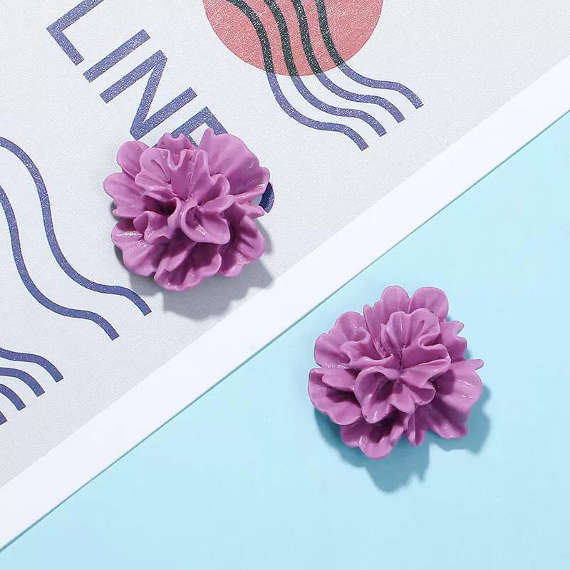 3D Pink White Flower Earrings for Women Imitation Pearl Acrylic Blooming Gardenia Stud Earrings Cute Jewelry Yellow Purple