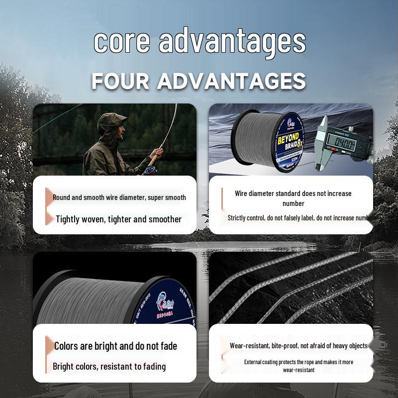 Imported Da Li Ma 8-Strand PE Main Fishing Line - Durable, Wear-Resistant Braided Line for Lure, Sea, and Rock Fishing.