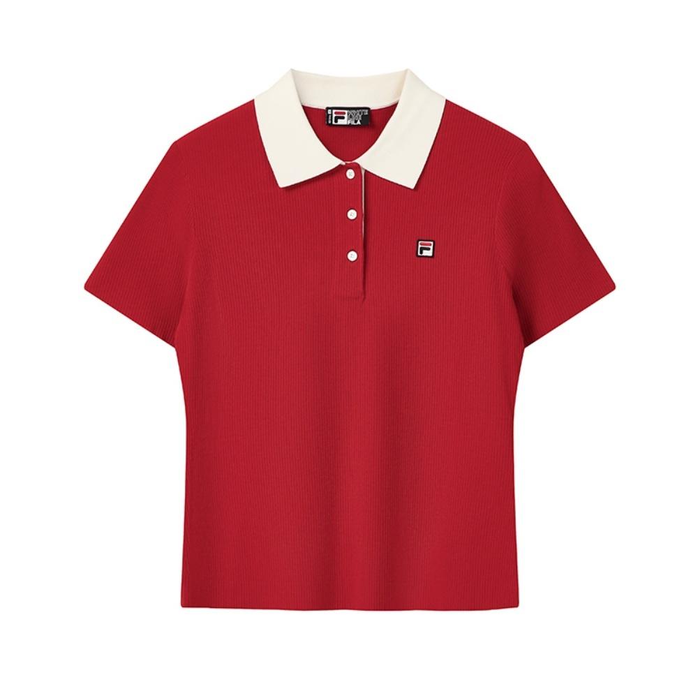 Fila Наследие Винтаж Повседневный Универсальный Мода Вязаный Свитер-поло Женские топы Красный F11W628411FRD XL