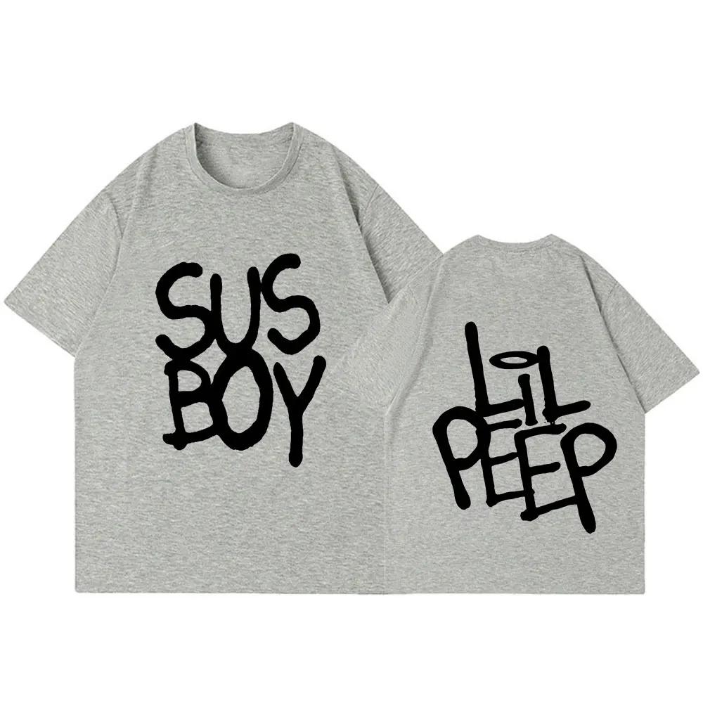 

Горячий рэпер Lil Peep Sus Boy Розовая футболка Унисекс Женская мода Хип-хоп Рубашка с коротким рукавом Высокое качество Свободный крой Уличные хлопковые футболки S
