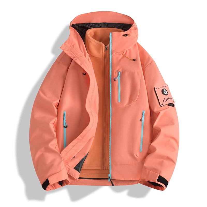 Unisex 3-in-1 Windproof Waterproof Softshell Jacket With Removable Fleece Liner Hiking Camping Travel