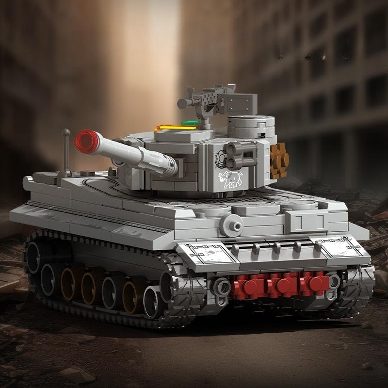 358pcs Military Series Tiger Tank Tracked Combat Vehicle Assembly Building Blocks Children's Toys